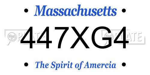447XG4 Massachusetts License Plate