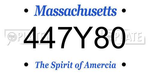 447Y80 Massachusetts License Plate