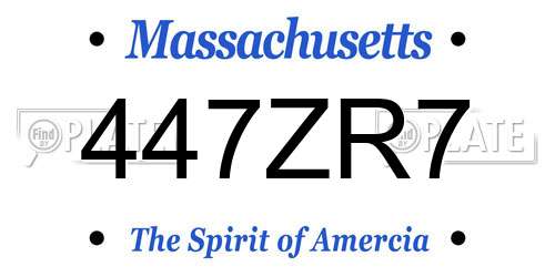447ZR7 Massachusetts License Plate