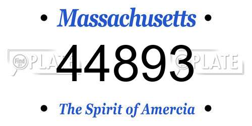 44893 Massachusetts License Plate