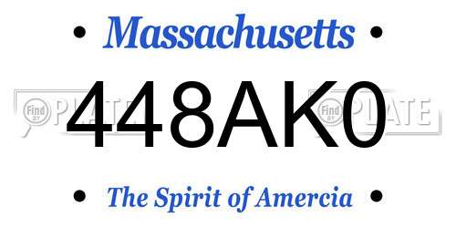 448AK0 Massachusetts License Plate
