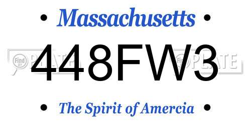 448FW3 Massachusetts License Plate