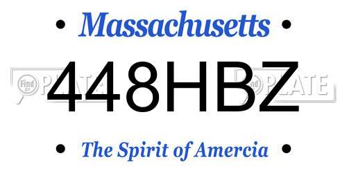 448HBZ Massachusetts License Plate