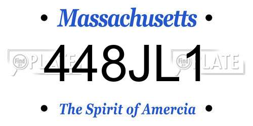 448JL1 Massachusetts License Plate