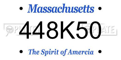 448K50 Massachusetts License Plate