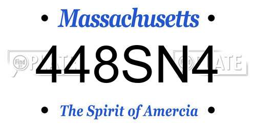 448SN4 Massachusetts License Plate