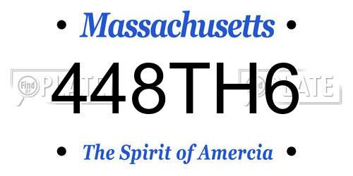 448TH6 Massachusetts License Plate