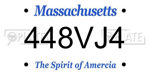 448VJ4 Massachusetts License Plate