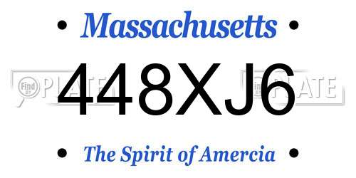 448XJ6 Massachusetts License Plate