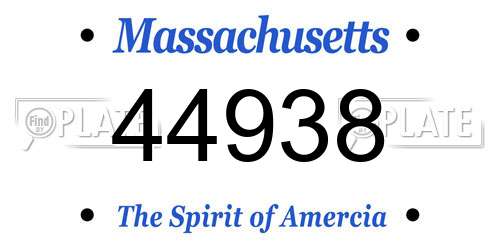 44938 Massachusetts License Plate