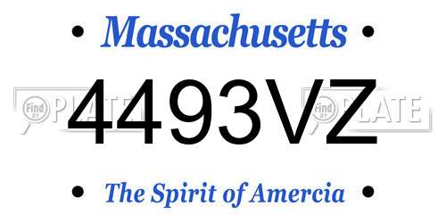 4493VZ Massachusetts License Plate