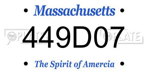 449D07 Massachusetts License Plate