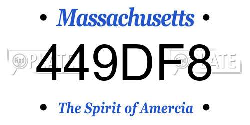 449DF8 Massachusetts License Plate