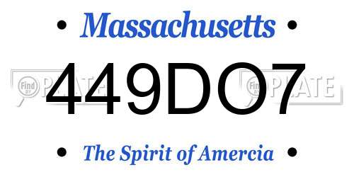 449DO7 Massachusetts License Plate