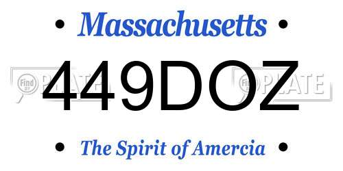 449DOZ Massachusetts License Plate