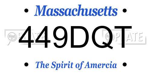 449DQT Massachusetts License Plate
