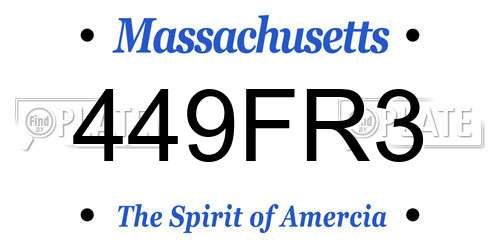 449FR3 Massachusetts License Plate
