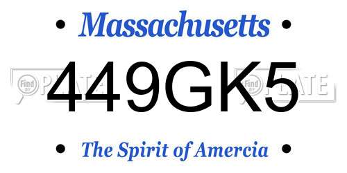 449GK5 Massachusetts License Plate