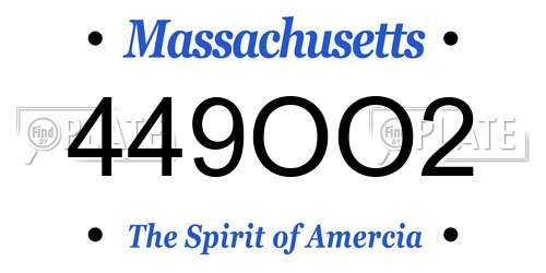 449OO2 Massachusetts License Plate