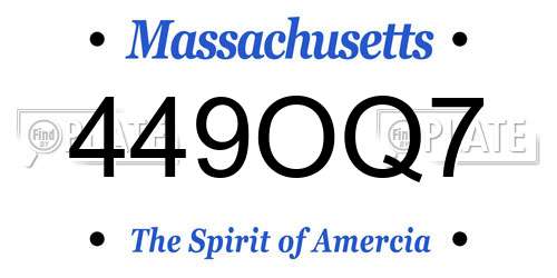 449OQ7 Massachusetts License Plate