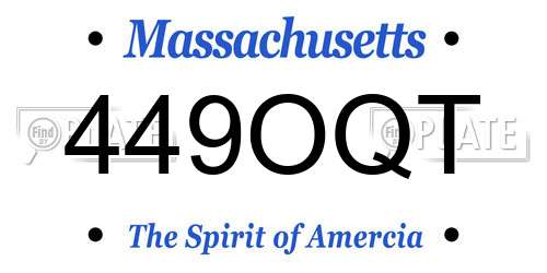449OQT Massachusetts License Plate
