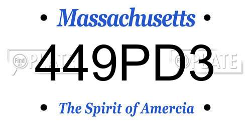 449PD3 Massachusetts License Plate