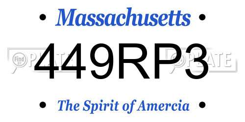 449RP3 Massachusetts License Plate