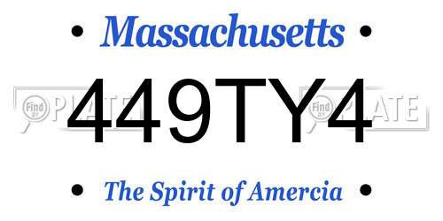 449TY4 Massachusetts License Plate