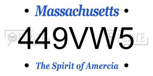449VW5 Massachusetts License Plate