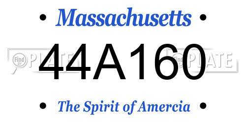 44A160 Massachusetts License Plate
