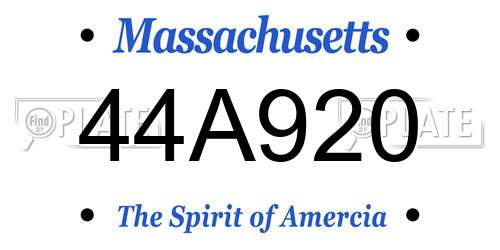 44A920 Massachusetts License Plate