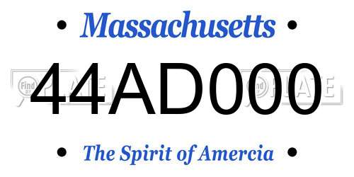 44AD000 Massachusetts License Plate