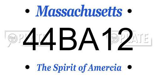 44BA12 Massachusetts License Plate
