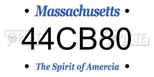 44CB80 Massachusetts License Plate