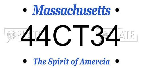 44CT34 Massachusetts License Plate
