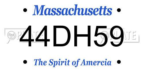 44DH59 Massachusetts License Plate