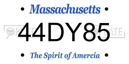 44DY85 Massachusetts License Plate