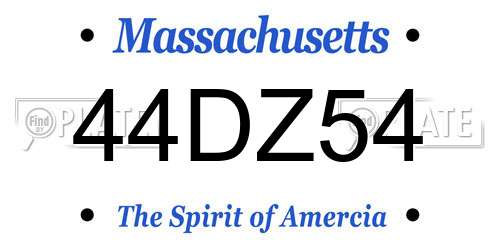 44DZ54 Massachusetts License Plate
