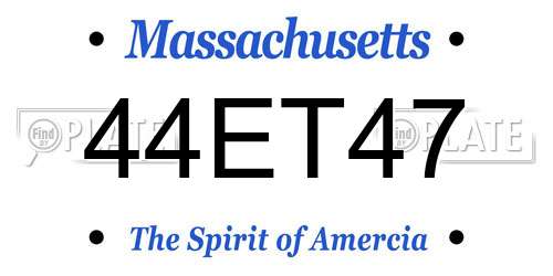 44ET47 Massachusetts License Plate