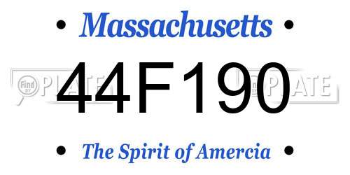 44F190 Massachusetts License Plate