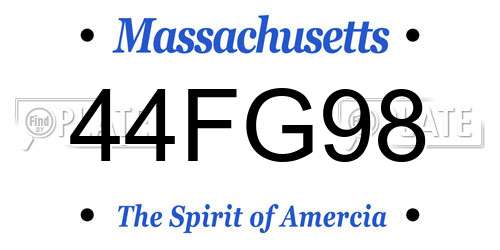 44FG98 Massachusetts License Plate