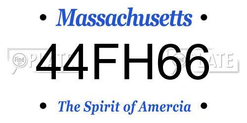 44FH66 Massachusetts License Plate