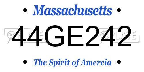 44GE242 Massachusetts License Plate
