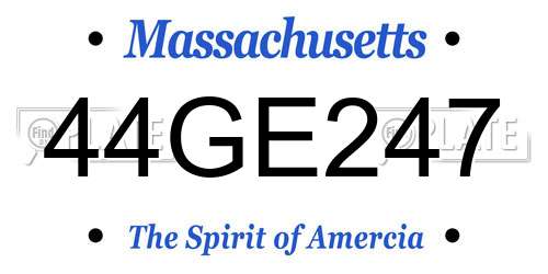 44GE247 Massachusetts License Plate