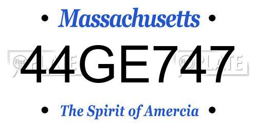 44GE747 Massachusetts License Plate