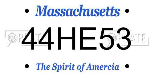 44HE53 Massachusetts License Plate
