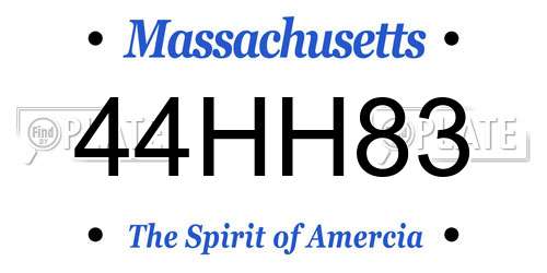 44HH83 Massachusetts License Plate