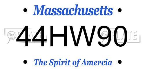 44HW90 Massachusetts License Plate