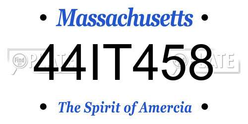 44IT458 Massachusetts License Plate