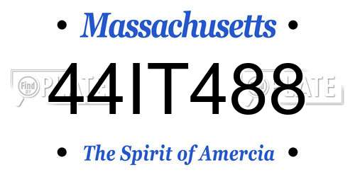 44IT488 Massachusetts License Plate